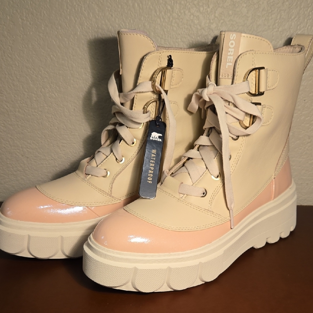 Sorel Women's Waterproof Beige and Light Pink Winter Boots